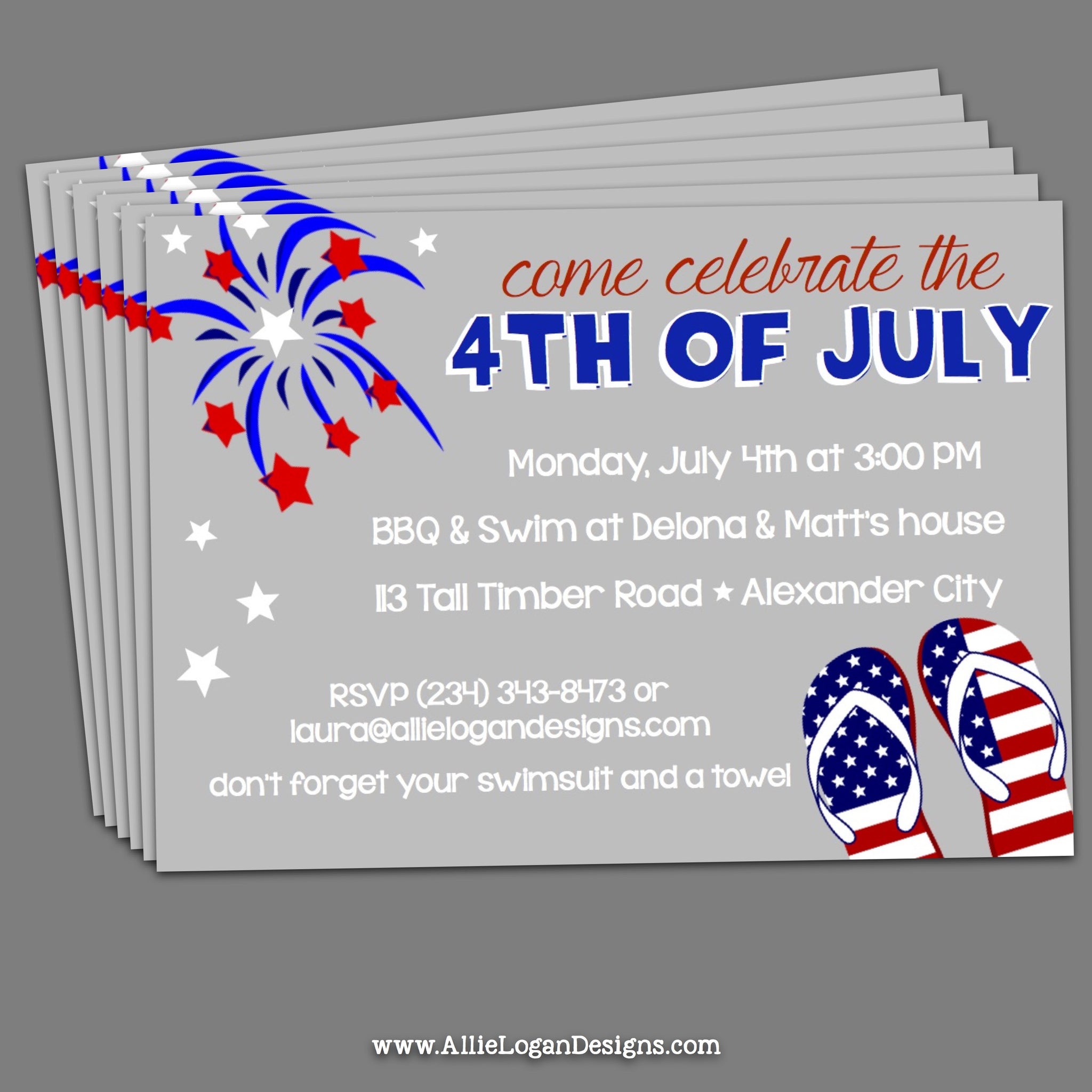 4th Of July Invitations - Party Time Fun
