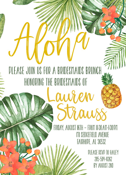 Aloha Personalized Invitation - Many Custom Uses!