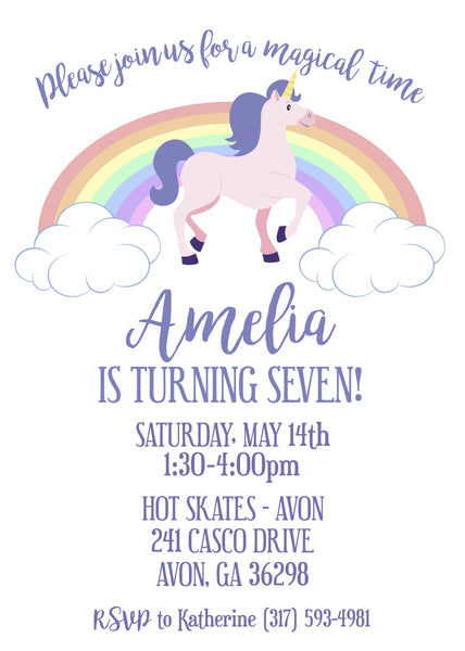 Unicorn Themed Invitation