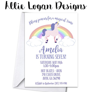 Unicorn Themed Invitation