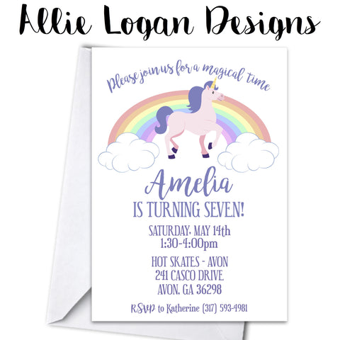 Unicorn Themed Invitation