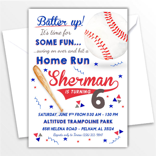 Baseball Home Run Personalized Invitation