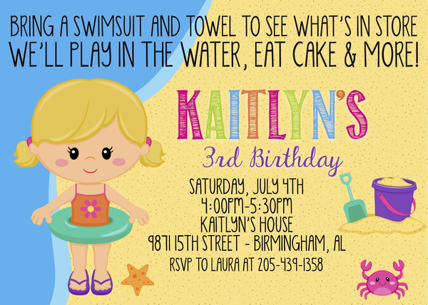 Beach Girl Birthday Invitation - Personalize Your Lookalike!