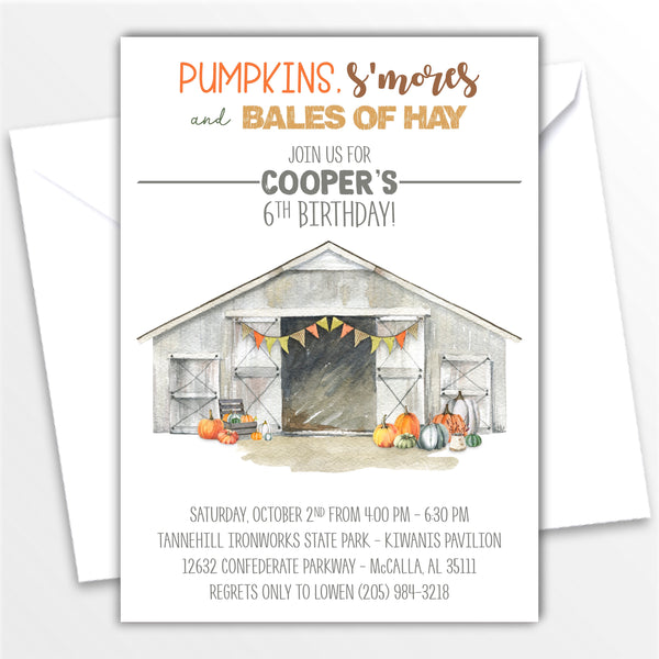 Fall Harvest Birthday Party Invitation