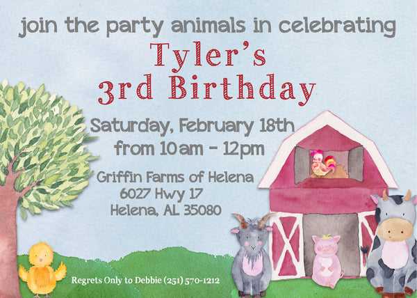 Farm Party / Watercolor - Inspired Invitation