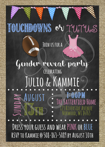 Football-Themed Gender Reveal Invitation