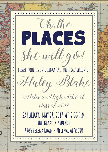 Oh The Places (S)He Will Go - Graduation Announcement