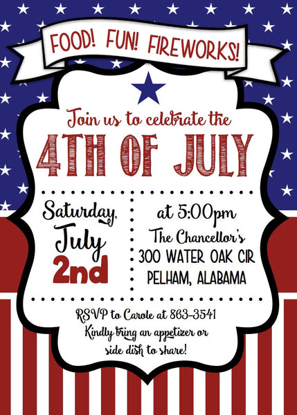 4th Of July Invitations - Uncle Sam's Party