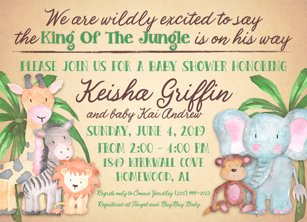 King of The Jungle Baby Shower Invitation
