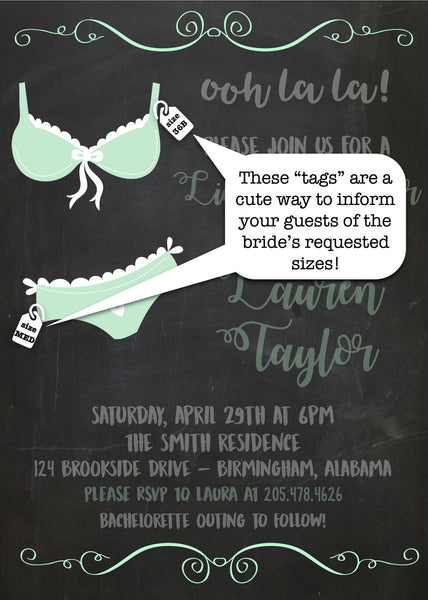 Lingerie Shower Invitation - Chalkboard Background