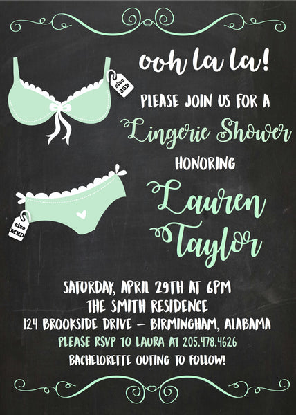 Lingerie Shower Invitation - Chalkboard Background