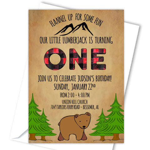 Lumber Jack / Flannel Birthday Party Invitation