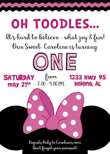 Minnie Inspired Oh Toodles Invitation