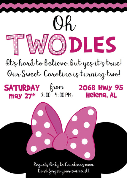 Minnie Inspired Oh Toodles Invitation