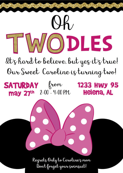 Minnie Inspired Oh Toodles Invitation