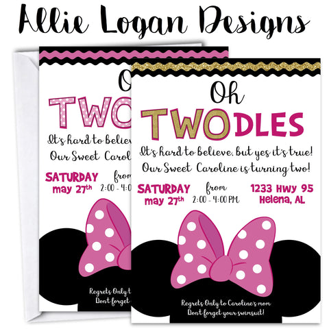 Minnie Inspired Oh Toodles Invitation