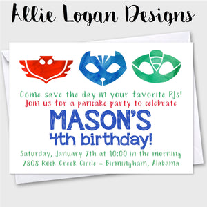 PJ Masks-Inspired Birthday Invitations