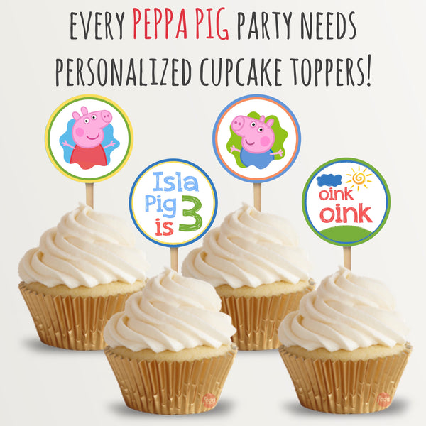 Peppa Pig Custom Cupcake Toppers | Allie Logan Designs
