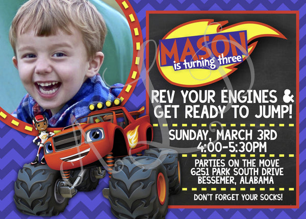 Blaze and the Monster Machines Birthday Invitations