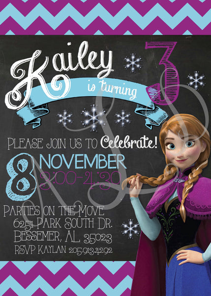 Frozen Birthday Invitation - You Choose: Elsa, Anna, or Olaf!