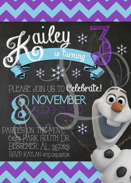 Frozen Birthday Invitation - You Choose: Elsa, Anna, or Olaf!