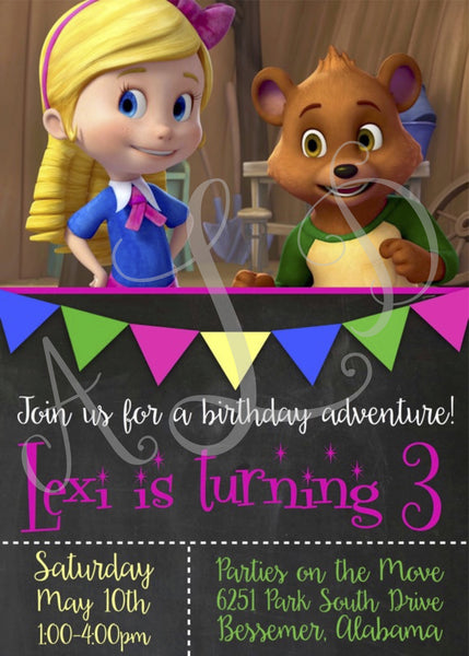 Goldie and Bear Birthday Invitations