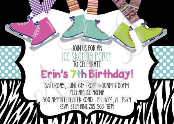 Ice Skating Birthday Invitations