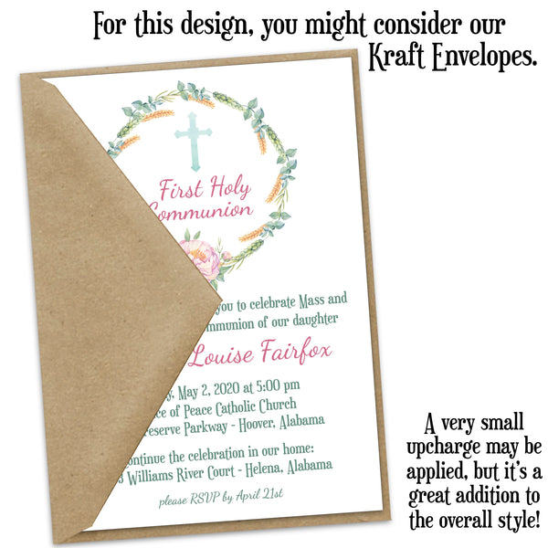 First Communion Baptism Christening Personalized Invitation