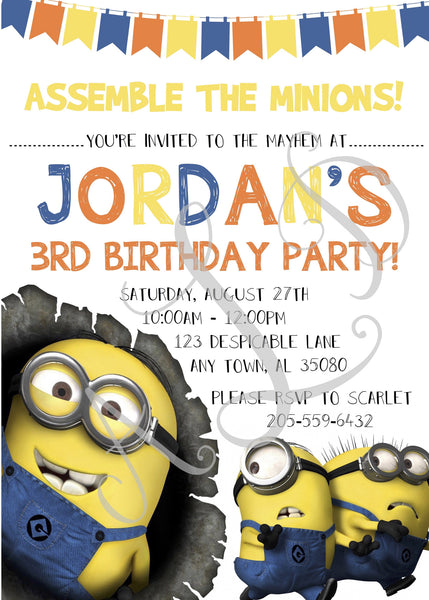 Minions Themed Birthday Invitations