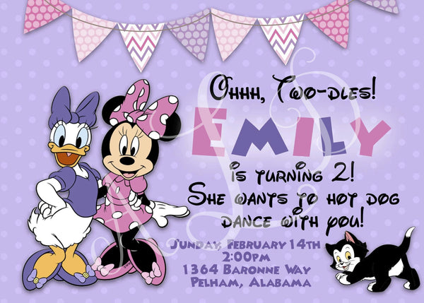 Minnie Mouse and Daisy Duck Birthday Invitations