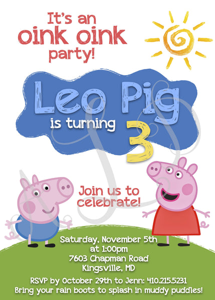 Peppa Pig-Themed Birthday Invitations