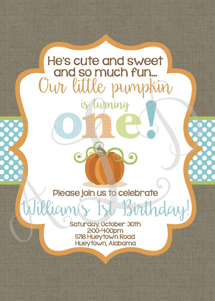 Little Pumpkin's First Birthday Invitation