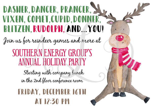 Reindeer Games Holiday Party Invitation