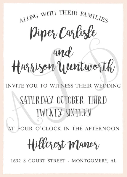 Calligraphy-Inspired Wedding Invitations - Choose Your Accent Color
