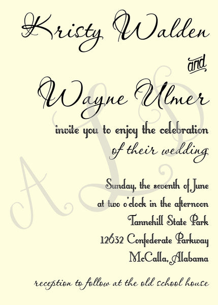 Vintage Calligraphy Wedding Invitations