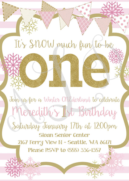 Winter ONEderland Birthday Invitation