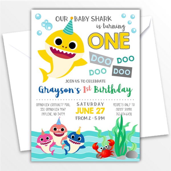 Shark Baby Personalized Birthday Invitation