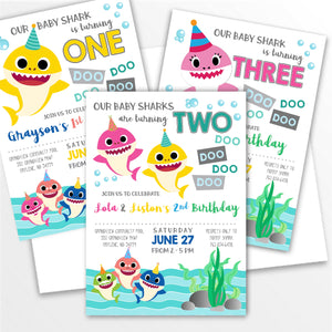 Shark Baby Personalized Birthday Invitation