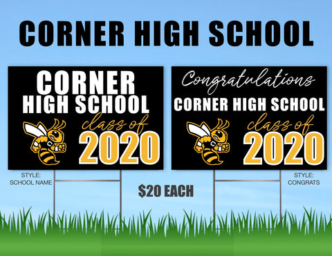 Corner High School Senior Shout Out Yard Sign
