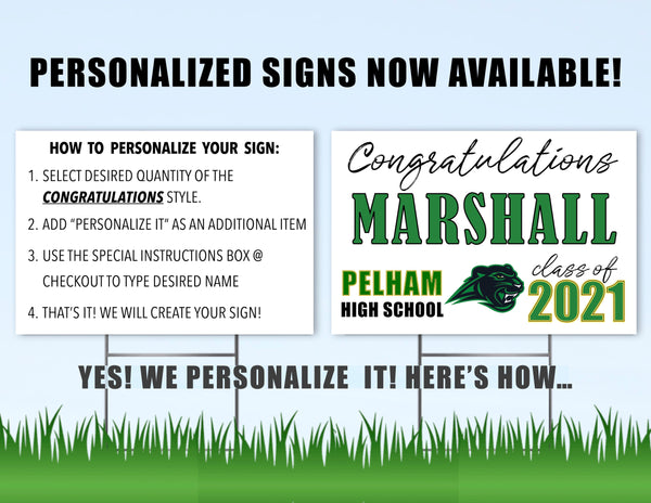 Pelham High School Senior Shout Out Yard Sign