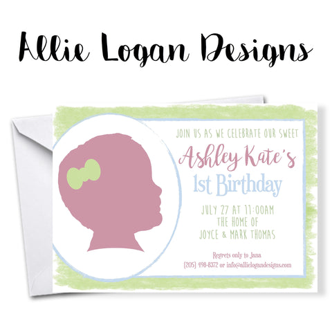 Your Child's Silhouette on Watercolor-Inspired Invitation