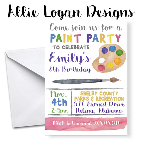 Art / Paint Party Birthday Invitations