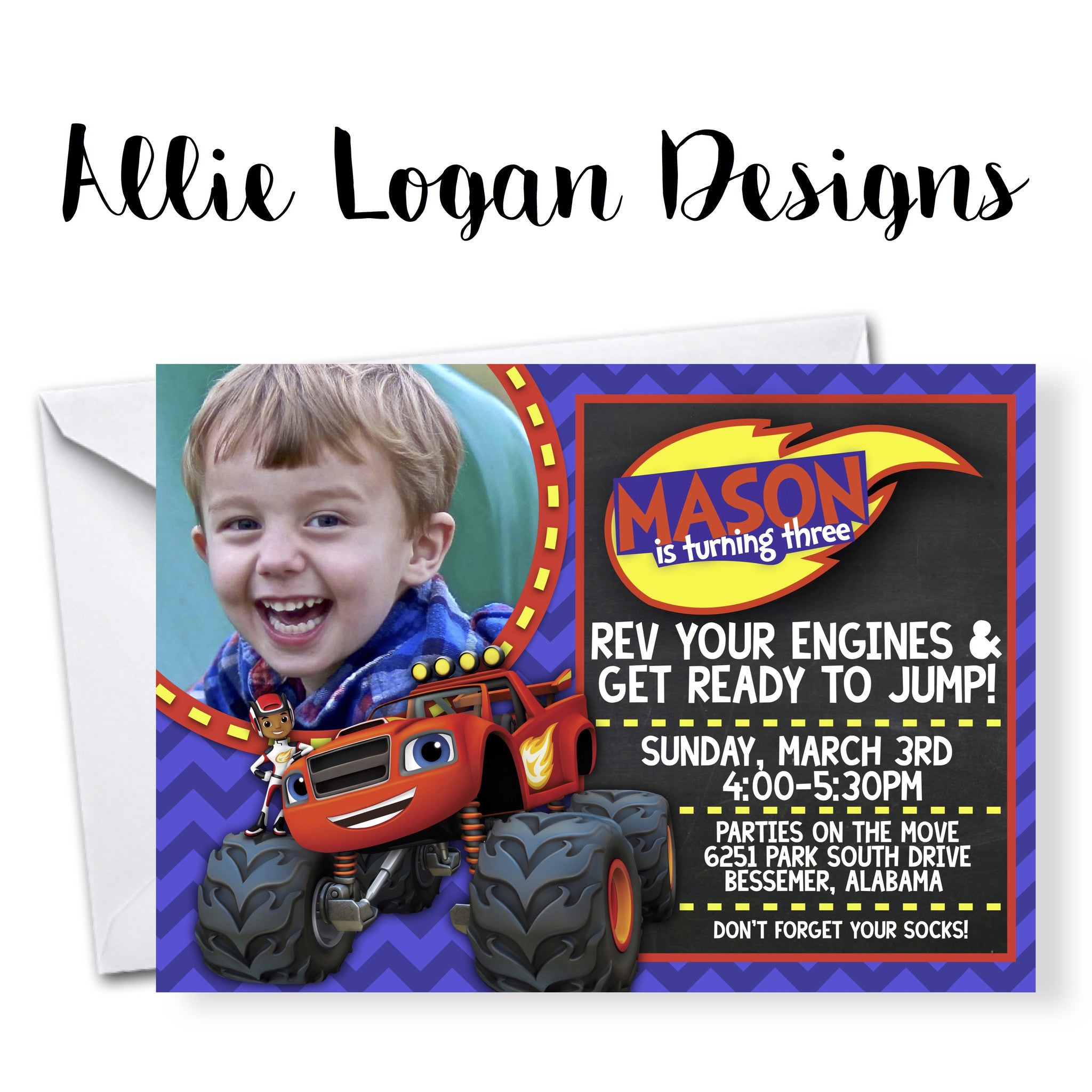 Blaze and the Monster Machines Birthday Invitations