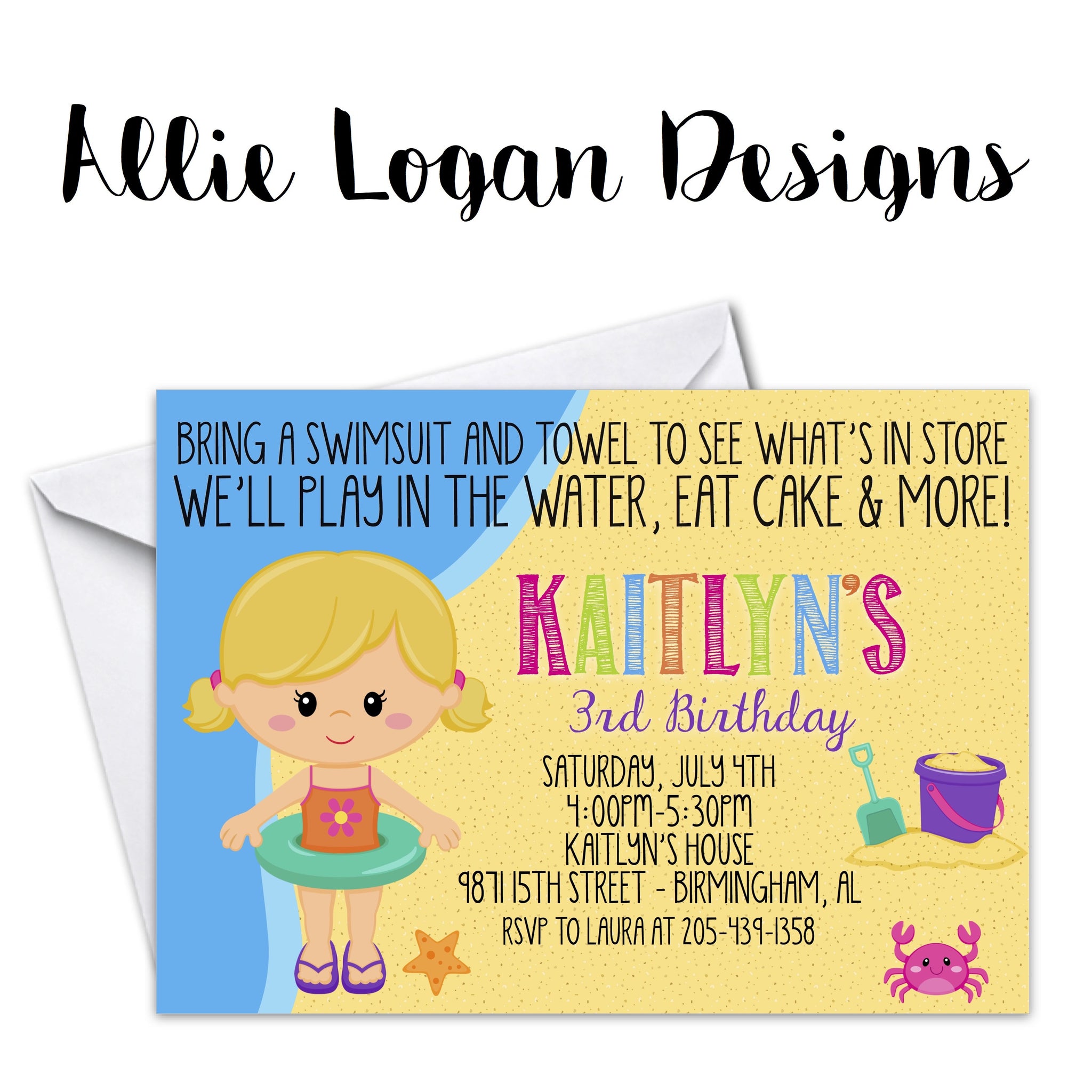 Beach Girl Birthday Invitation - Personalize Your Lookalike!