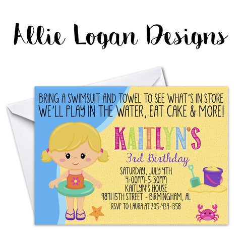 Beach Girl Birthday Invitation - Personalize Your Lookalike!