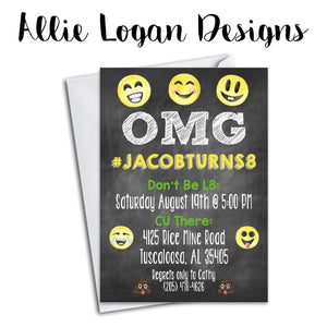 Emoji Chalkboard Birthday Invitation