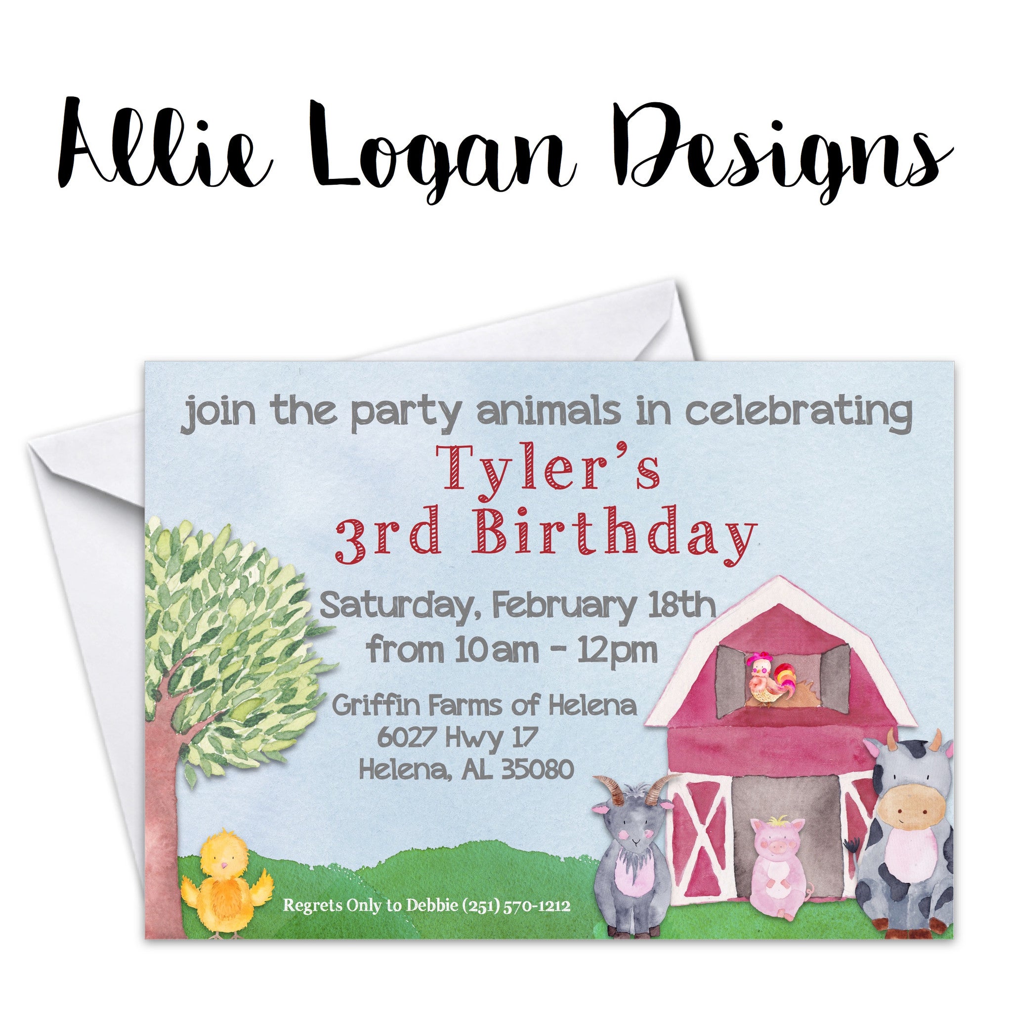 Farm Party / Watercolor - Inspired Invitation