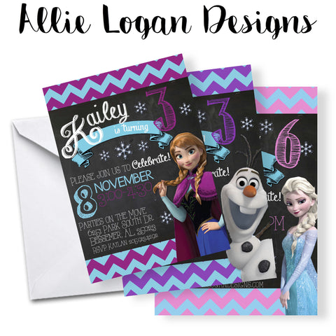 Frozen Birthday Invitation - You Choose: Elsa, Anna, or Olaf!