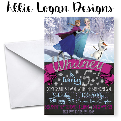 Frozen-themed Ice Skating Invitation