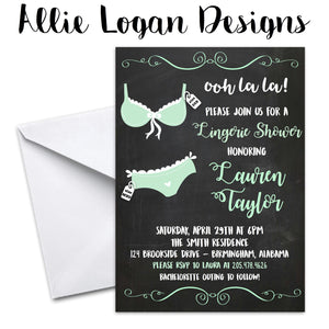 Lingerie Shower Invitation - Chalkboard Background